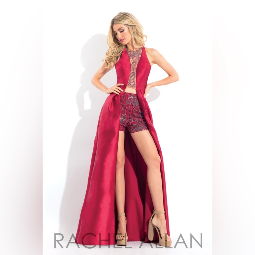 Elegant Red 2 Piece Evening Gown by Rachel Allan